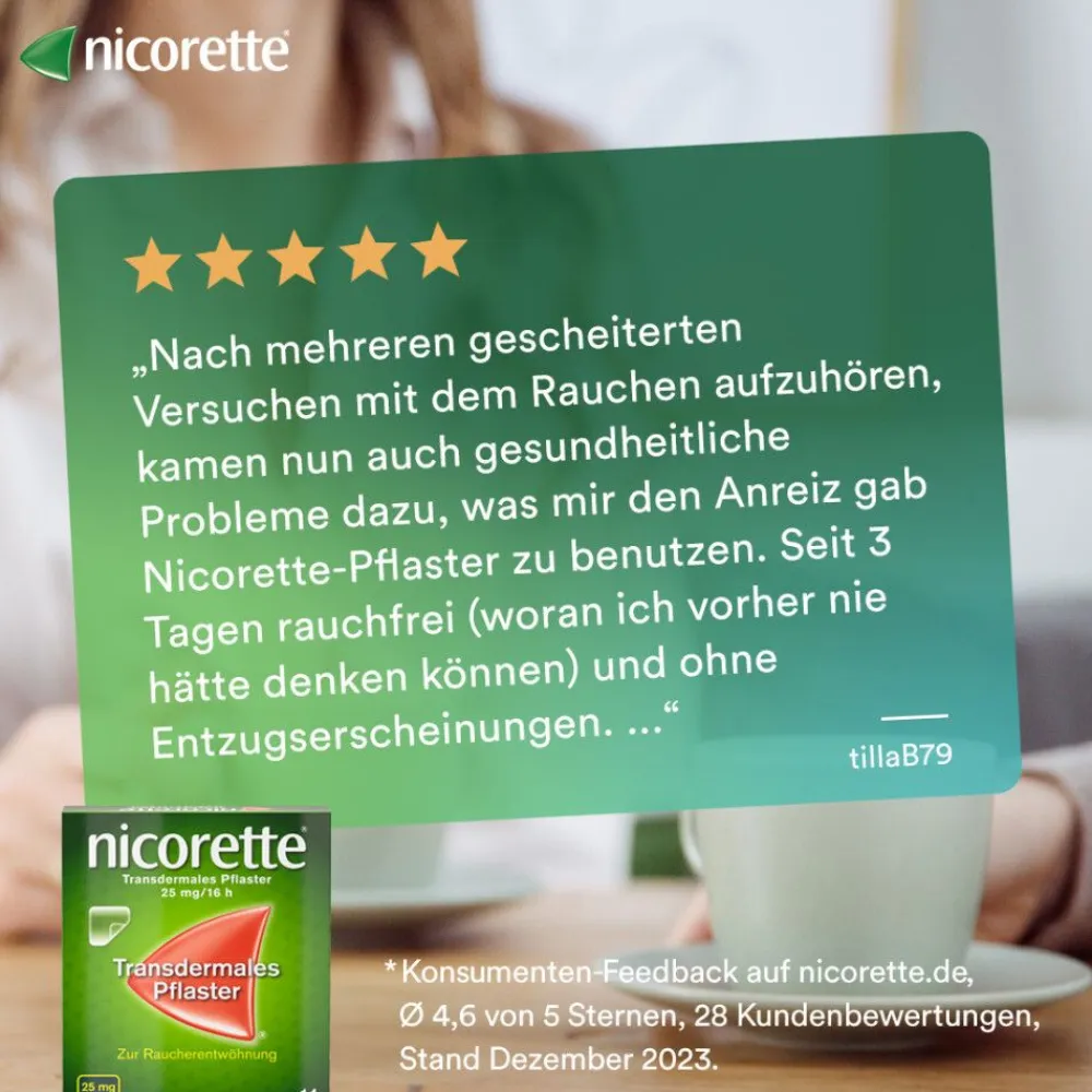 nicorette TX Pflaster mit 15 mg Nikotin zum Rauchen aufhören| Hot