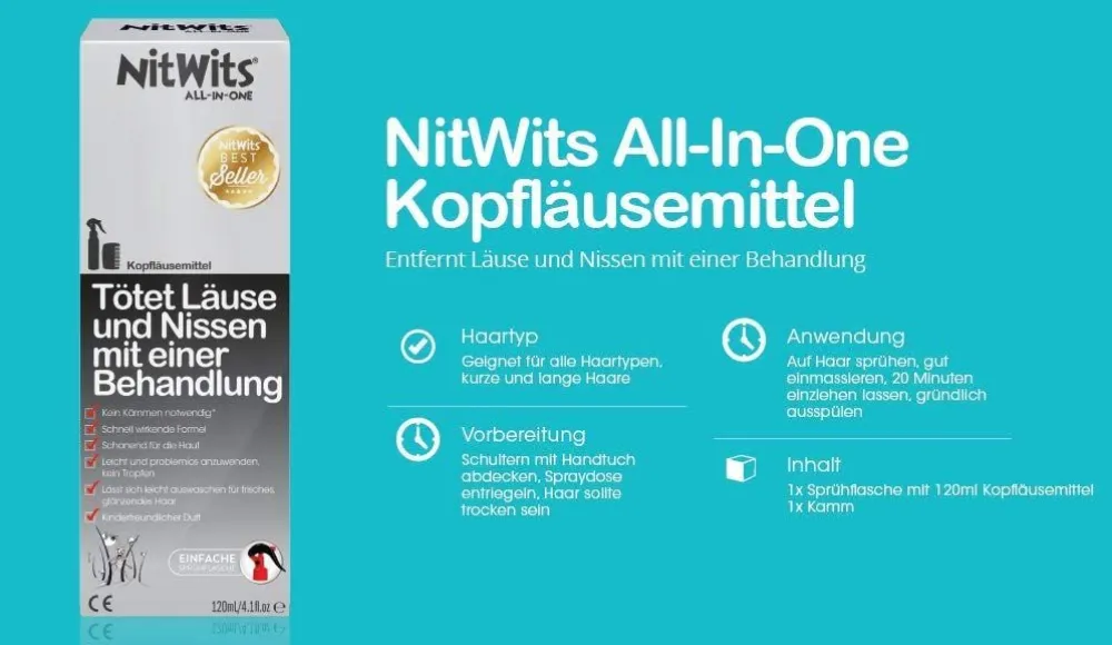 NitWits Läusemittel Kopfläuse - All-In-One Läuse Abwehrspray gegen Läuse und Nissen> Best