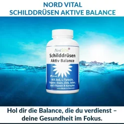 Nord Vital Schilddrüsen-Aktiv-Balance -13-in-1-Komplex mit Jod, L-Tyrosin, Ingwer, Selen, Eisen, uvm| Hot
