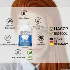 Nord Vital Schilddrüsen-Aktiv-Balance -13-in-1-Komplex mit Jod, L-Tyrosin, Ingwer, Selen, Eisen, uvm| Hot