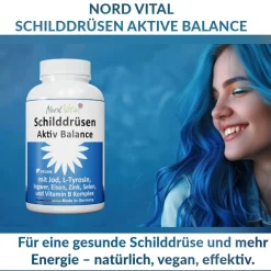 Nord Vital Schilddrüsen-Aktiv-Balance -13-in-1-Komplex mit Jod, L-Tyrosin, Ingwer, Selen, Eisen, uvm| Hot