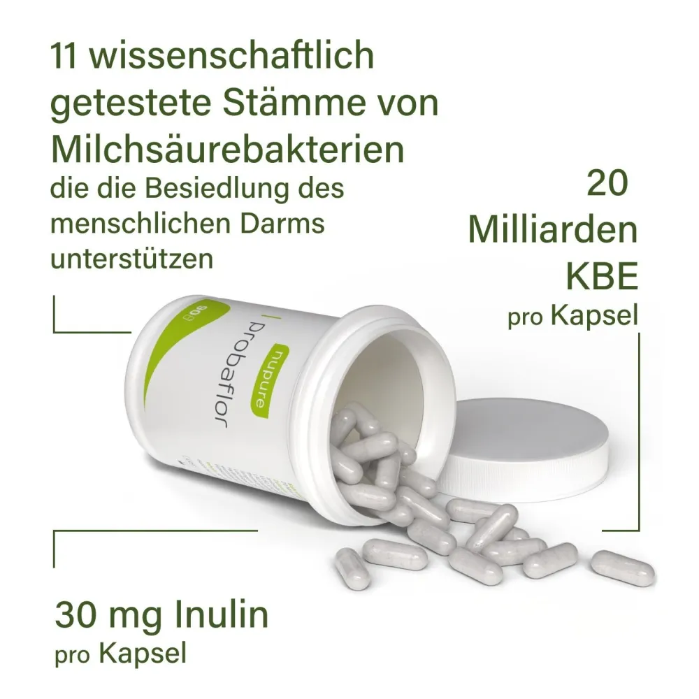 Nupure probaflor - Kapseln mit 11 wertvollen Bakterienkulturen plus Inulin| Sale
