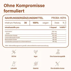 Nupure Proba Hepa Lebergesundheit PRO – 5-in-1 Nahrungsergänzung für die Leber mit Cholin, Artischocke, Mariendistel, Igelstachelbart & Lactobacillus paracasei D3-5><noscript><img width=