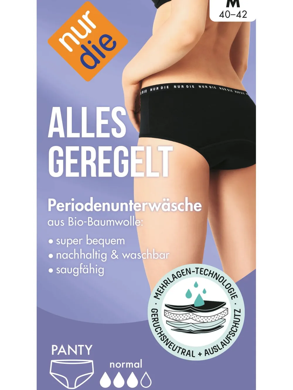 Periodenunterwäsche Alles Geregelt Panty normal - schwarz - Größe 44-46|nur die Best