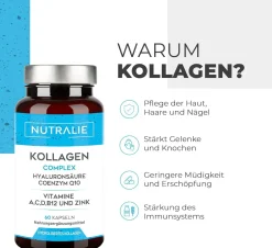 Nutralie Kollagen + Hyaluronsäure + Coenzym Q10 + Vitamine A, C, D und B12 + Zink|