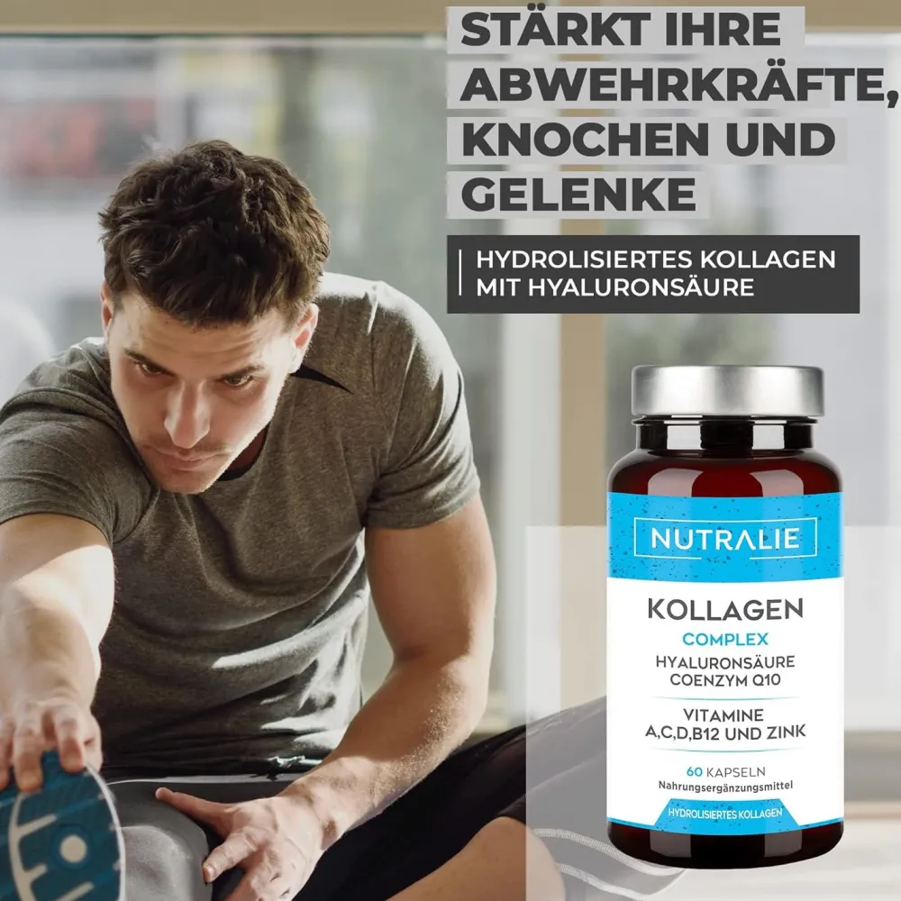 Nutralie Kollagen + Hyaluronsäure + Coenzym Q10 + Vitamine A, C, D und B12 + Zink|