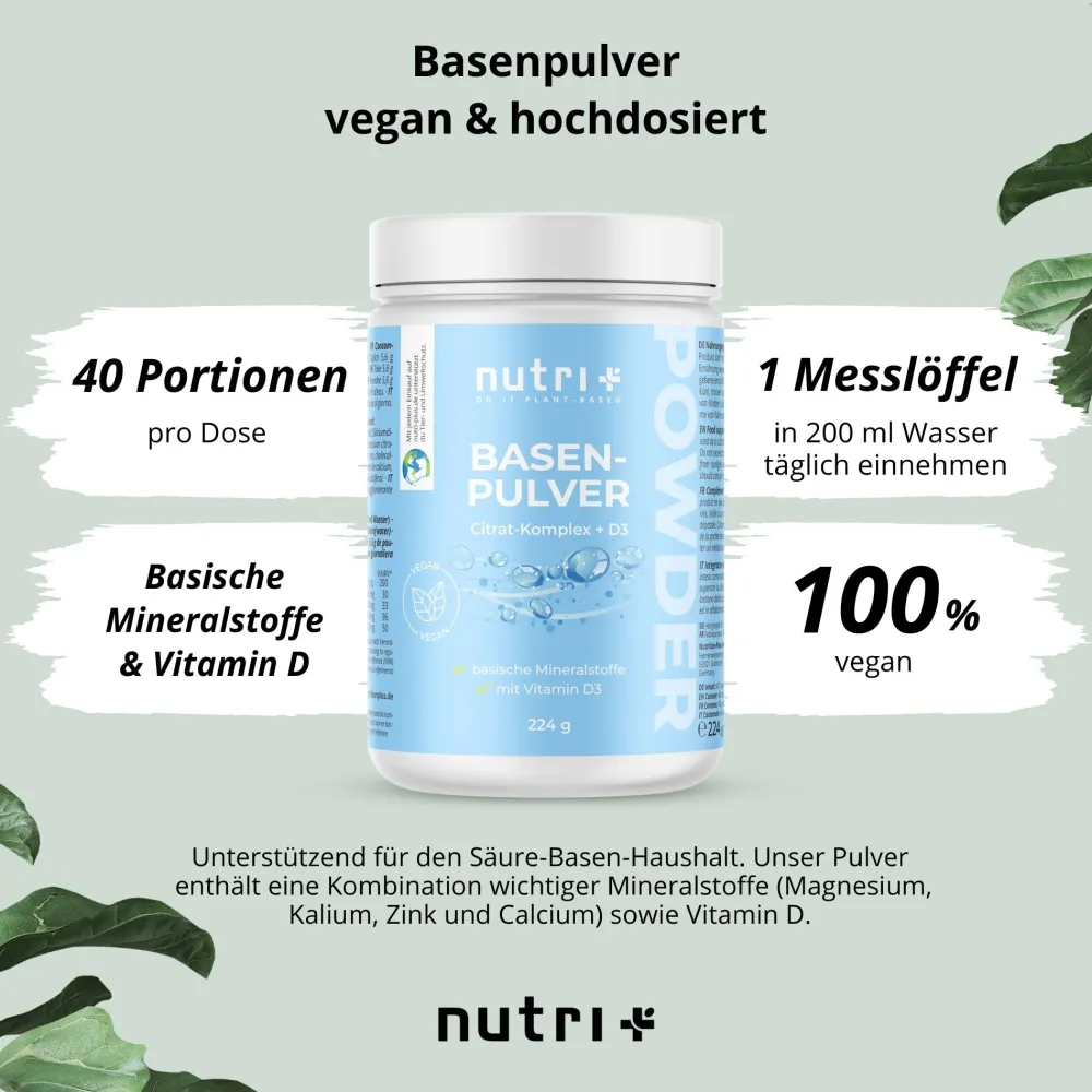 Basenpulver - Basencitrat Pulver - Säure Basen Haushalt|nutri+ New