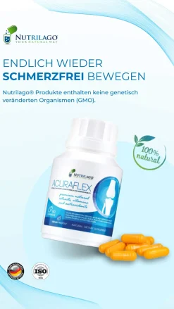 Nutrilago® ACURAFLEX Kapseln - Nahrungsergänzung für Gelenke, Knorpel und MEHR BEWEGLICHKEIT><noscript><img width=