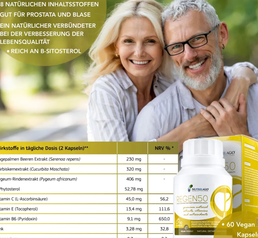 Nutrilago® REGEN50 - PROSTATA UND BLASE , Premium Komplex-Reich an Beta-Sitosterol uvm.> Online