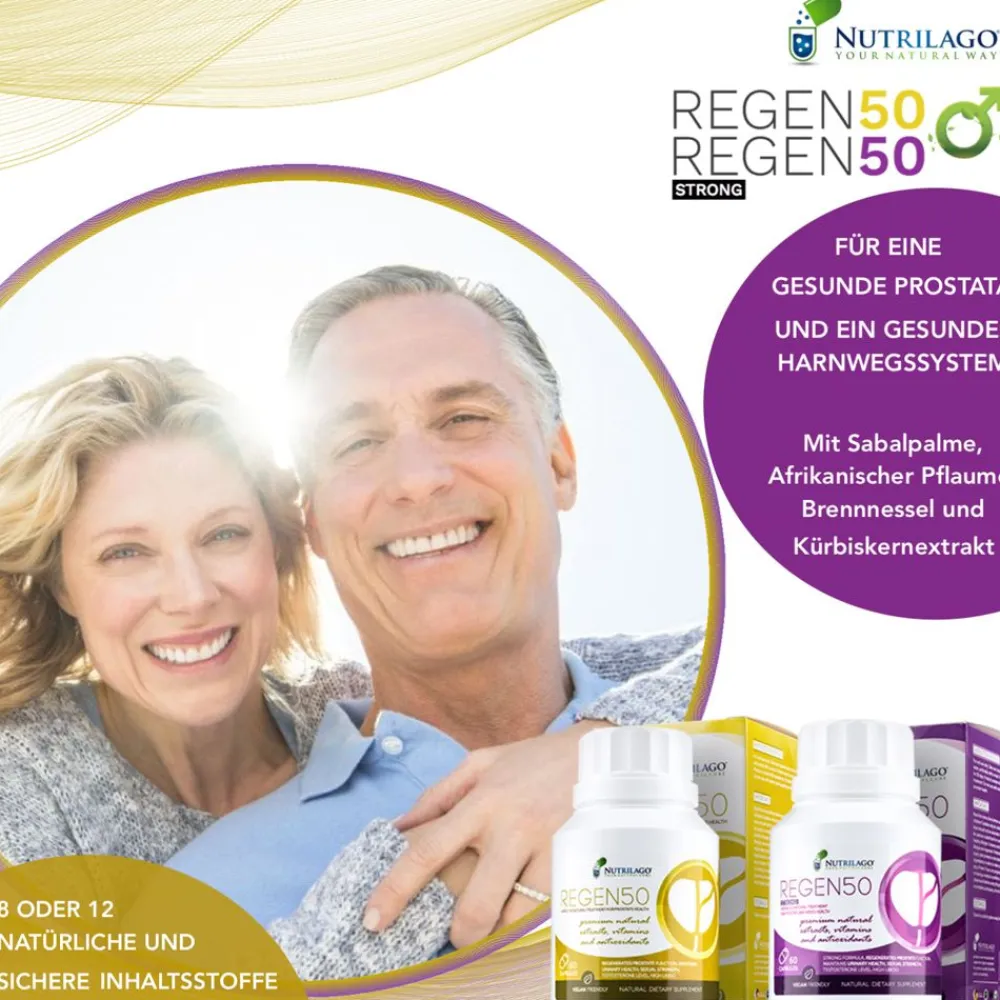 Nutrilago® REGEN50 STRONG -PROSTATA, MÄNNERGESUNDHEIT, LIBIDO, Komplex-Reich an Beta-Sitosterol uvm.| Clearance
