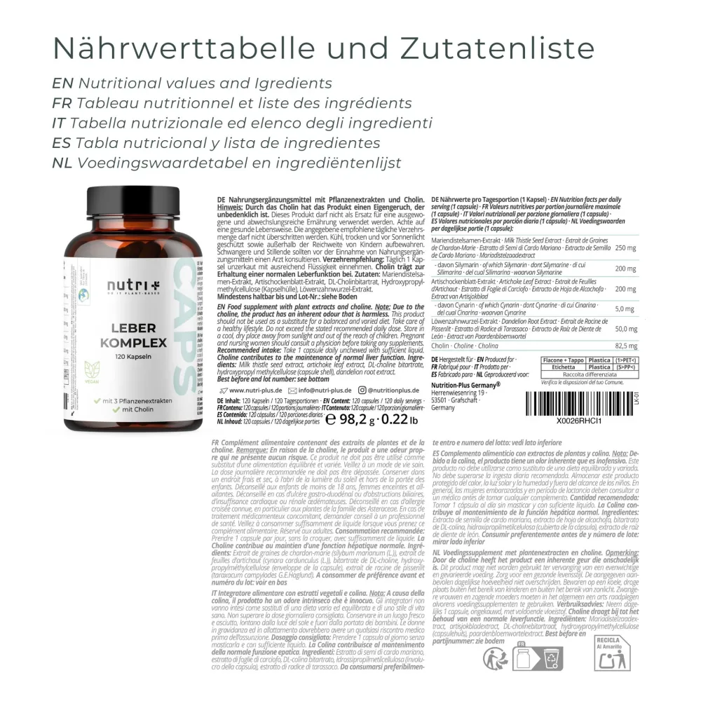 nutri+ Leberkomplex Kapseln|