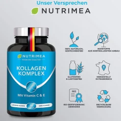 Nutrimea Nutrimea COLLAGEN mit Natürlichem Vitamin C, E, A | Kollagen Hydrolysat Peptide Typ I + II><noscript><img width=