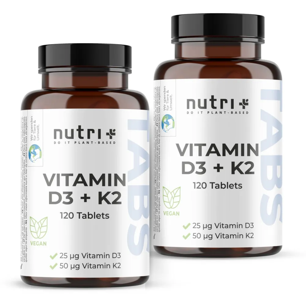 nutri+ Vitamin D3 K2 Tabletten Depot - vegan und hochdosiert| Clearance