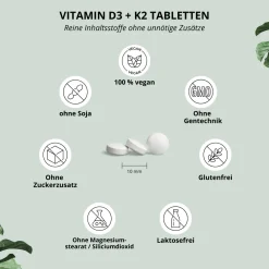 nutri+ Vitamin D3 K2 Tabletten Depot - vegan und hochdosiert| Clearance