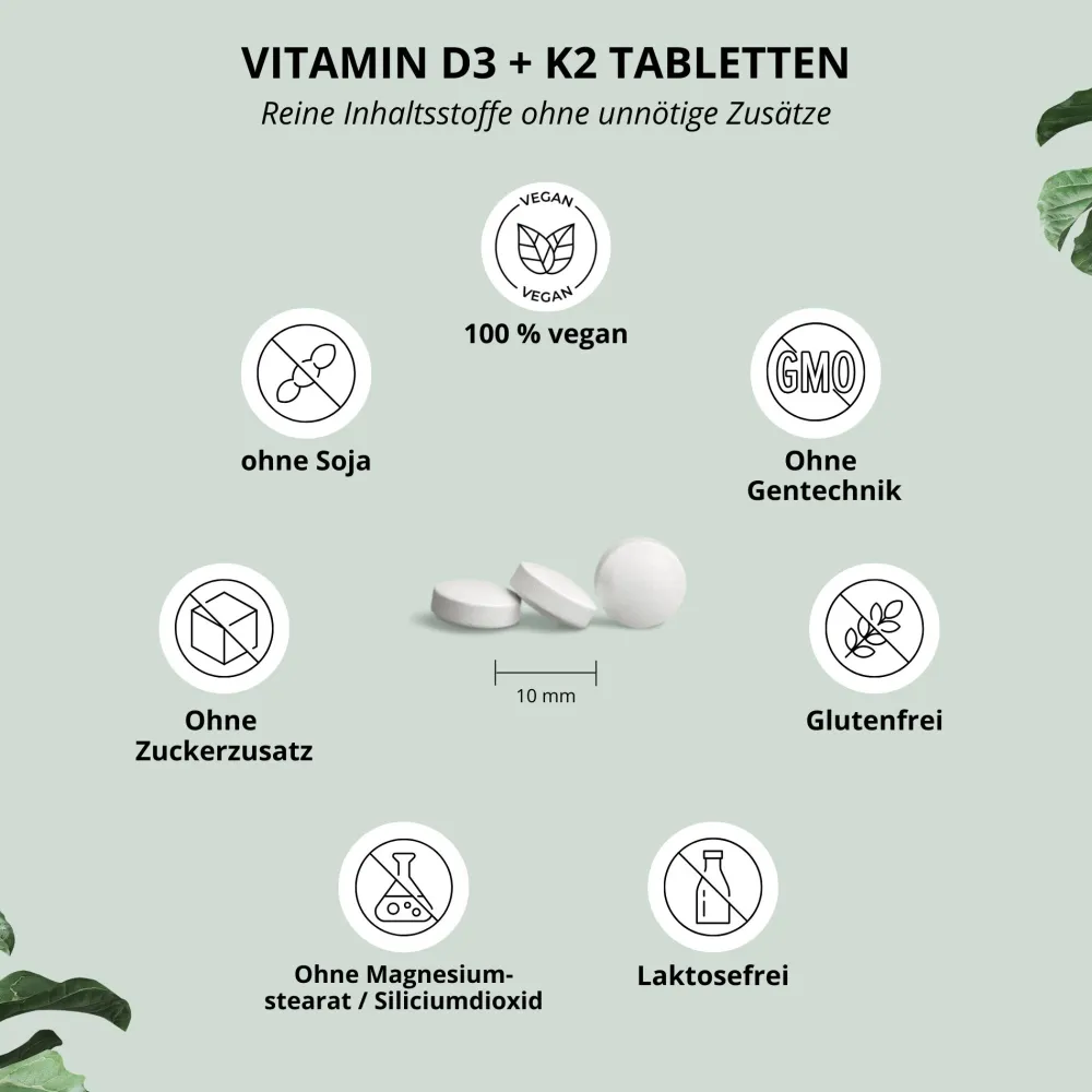 nutri+ Vitamin D3 K2 Tabletten Depot - vegan und hochdosiert| Clearance