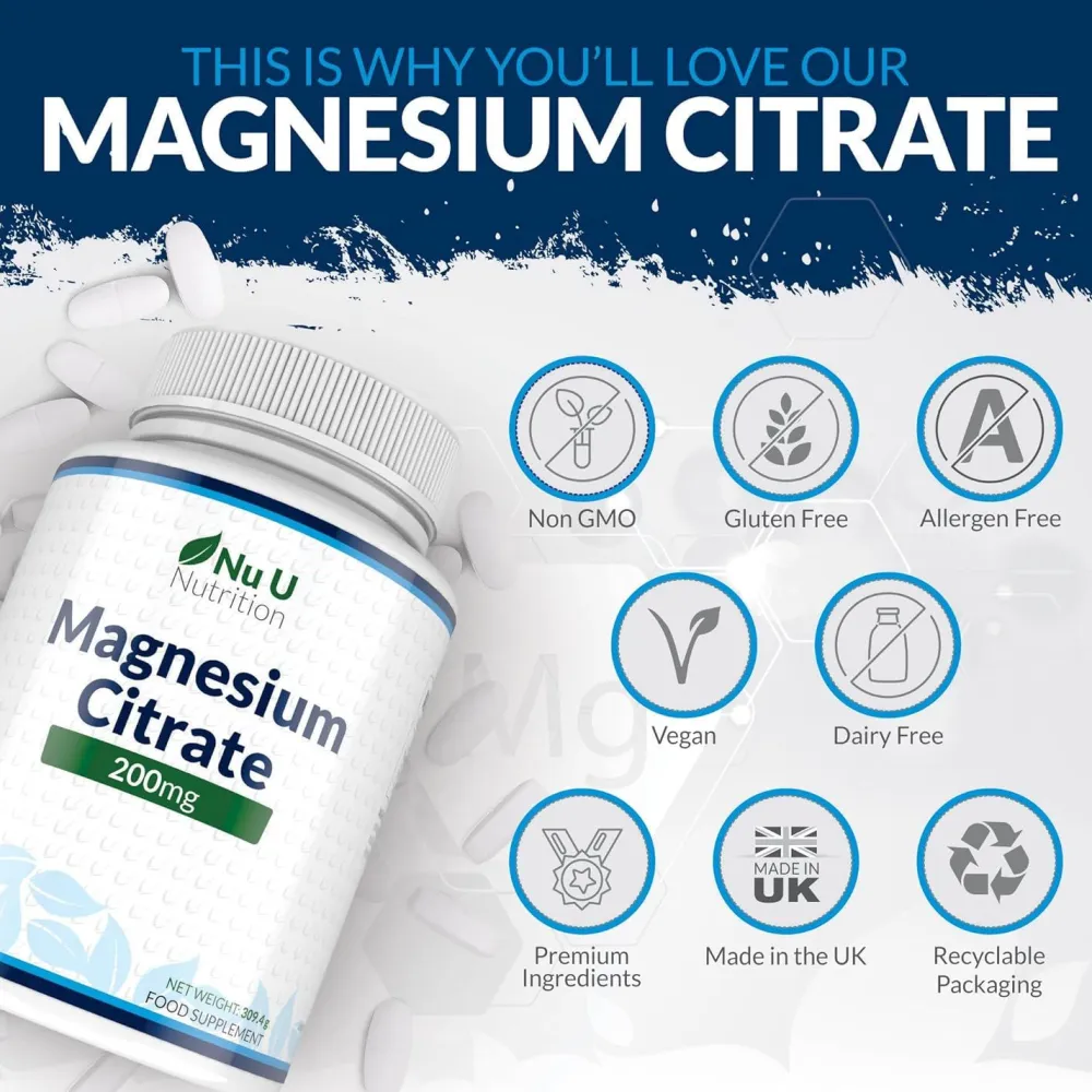 Nu U Nutrition Magnesiumcitrat 200mg> Clearance