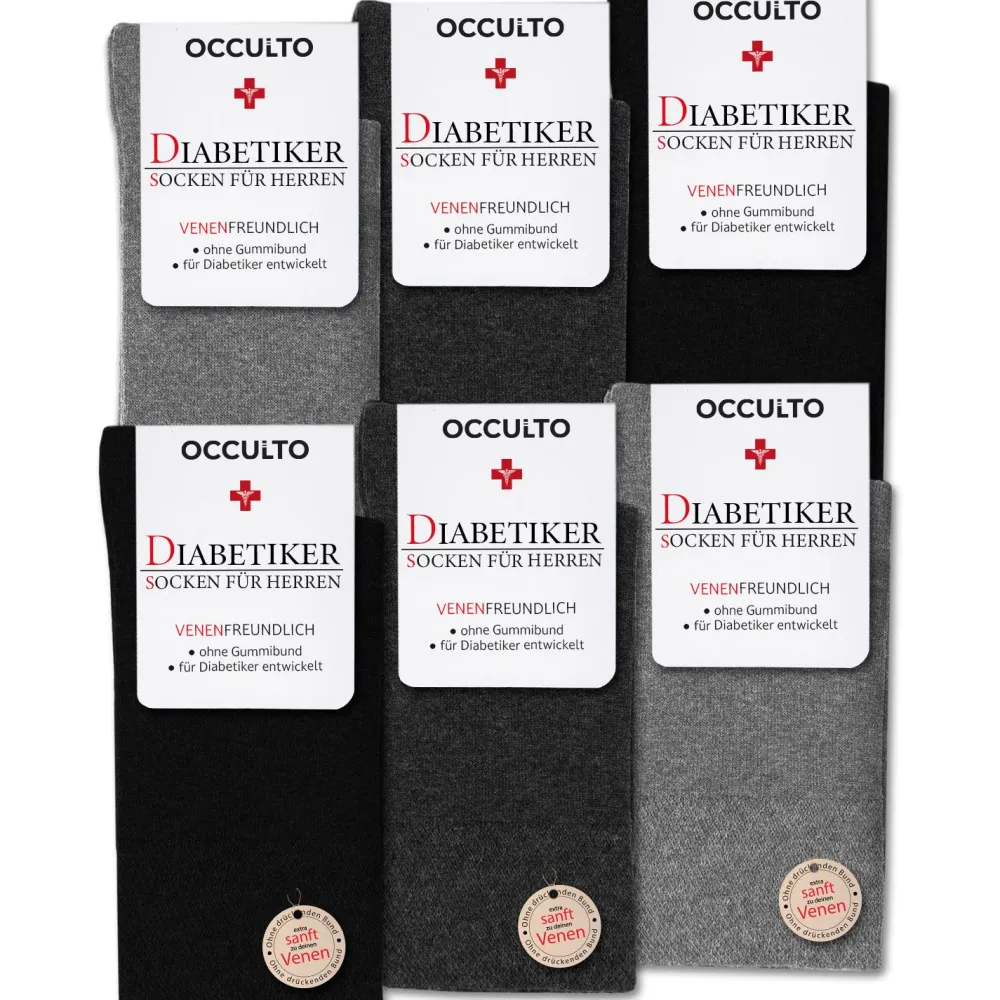 Occulto Socken Herren ohne Naht ohne Gummibund Baumwolle 6er Pack (Modell: Oliver) GreyMix 47-50| Outlet