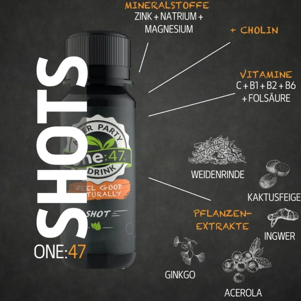one:47® After Party Shots mit Elektrolyten und Vitaminen|