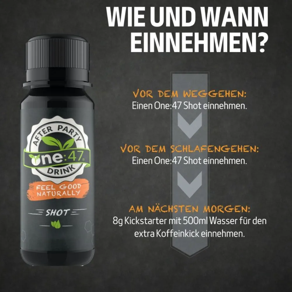 one:47® After Party Shots mit Elektrolyten und Vitaminen|