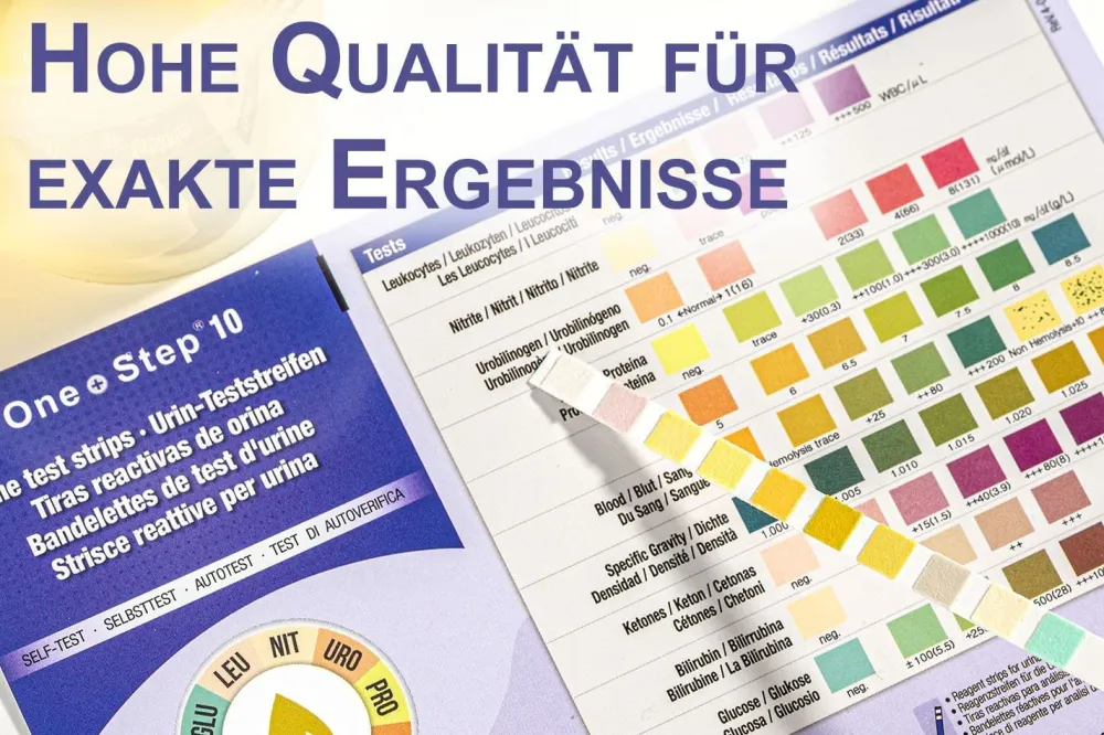 One+Step Urinteststreifen für 10 Indikatoren - Gesundheitstest inkl. Referenzfarbkarte>one-step Clearance