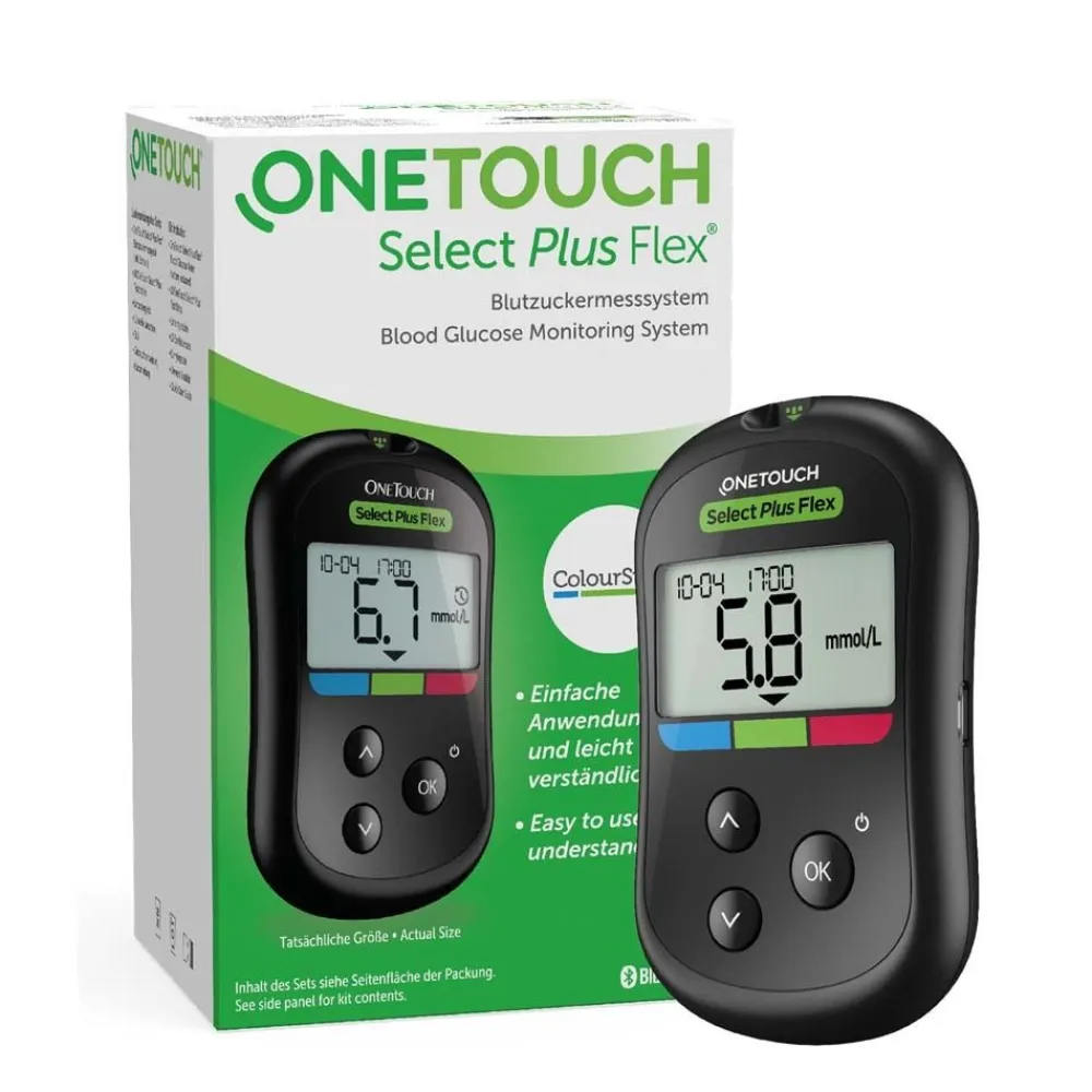 OneTouch Select Plus Flex® Blutzucker-Messgerät Set (mmol/l)> Outlet