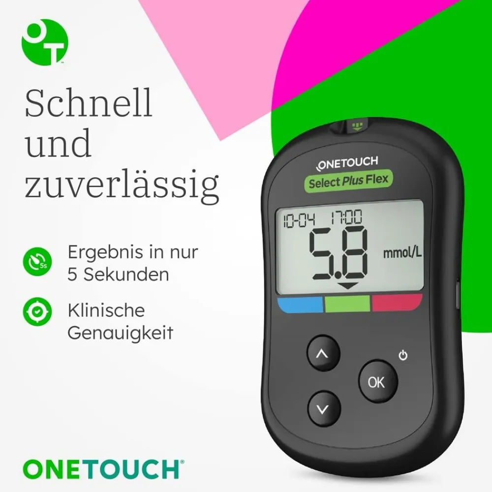 OneTouch Select Plus Flex® Blutzucker-Messgerät Set (mmol/l)> Outlet
