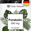 Only Nature® Forskolin 500 mg – Pflanzliche Unterstützung der Blase – Hochdosiert mit 20 % Forskolin| Sale