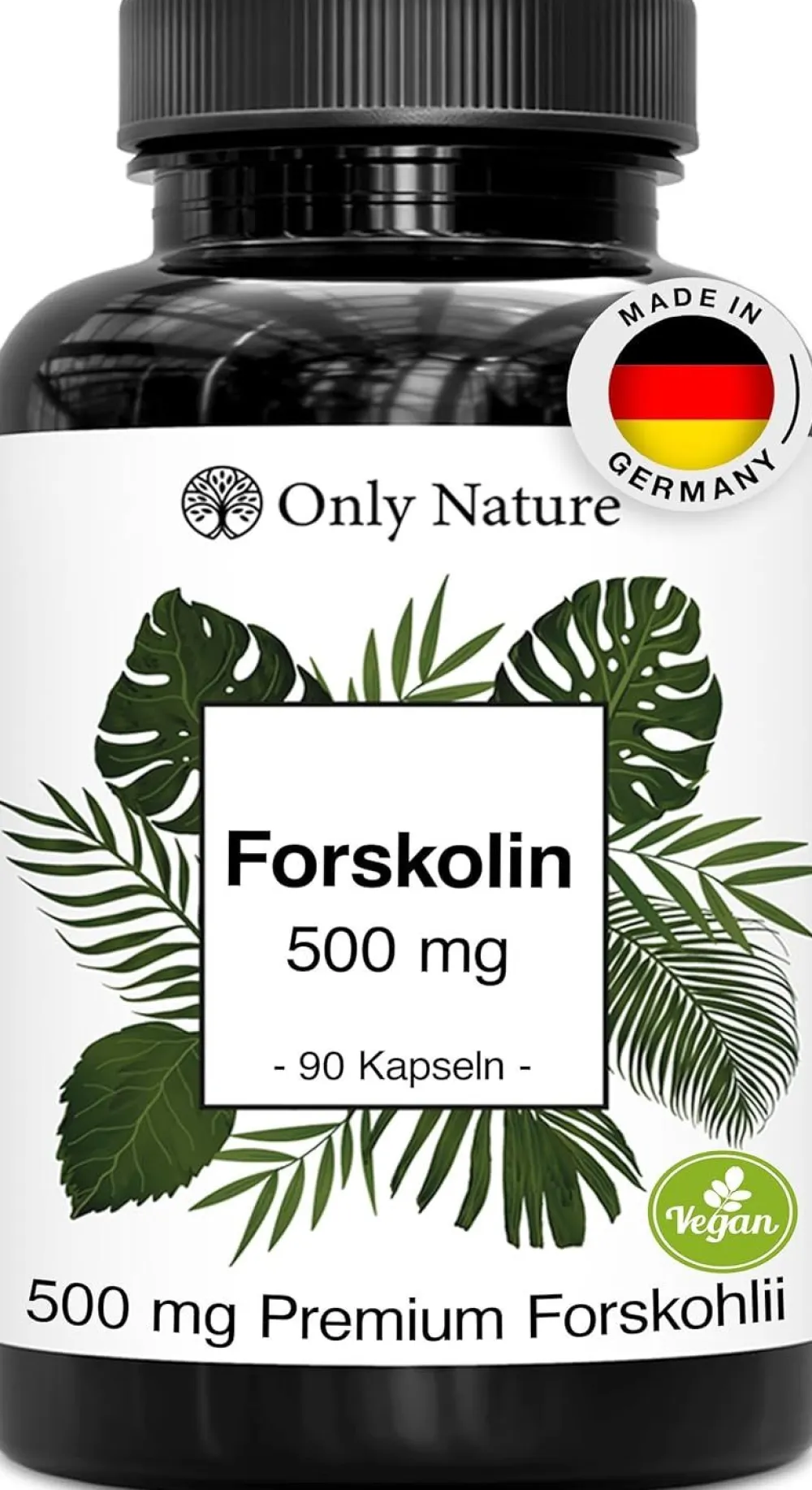 Only Nature® Forskolin 500 mg – Pflanzliche Unterstützung der Blase – Hochdosiert mit 20 % Forskolin| Sale