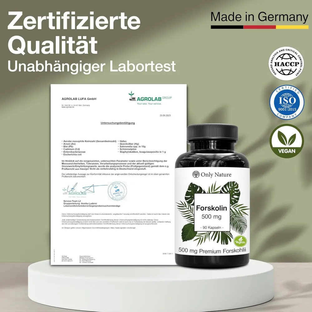 Only Nature® Forskolin 500 mg – Pflanzliche Unterstützung der Blase – Hochdosiert mit 20 % Forskolin| Sale