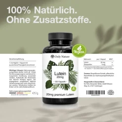 Only Nature® Lutein 20mg (4 mg Zeaxanthin) in Deutschland produziert & laborgeprüfte Augenkapseln><noscript><img width=