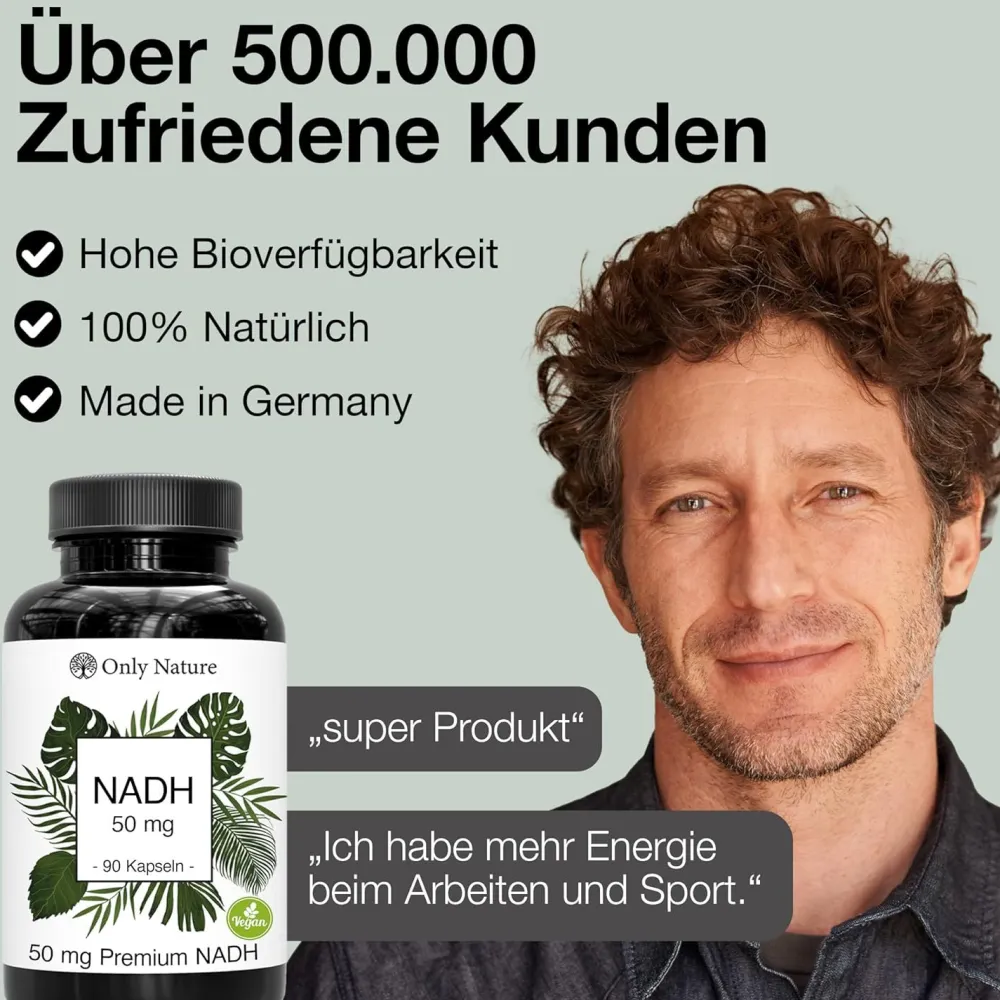 Only Nature® NADH 50mg Kapseln - Aktive Form von NAD - Apothekenqualität in Deutschland produziert| New