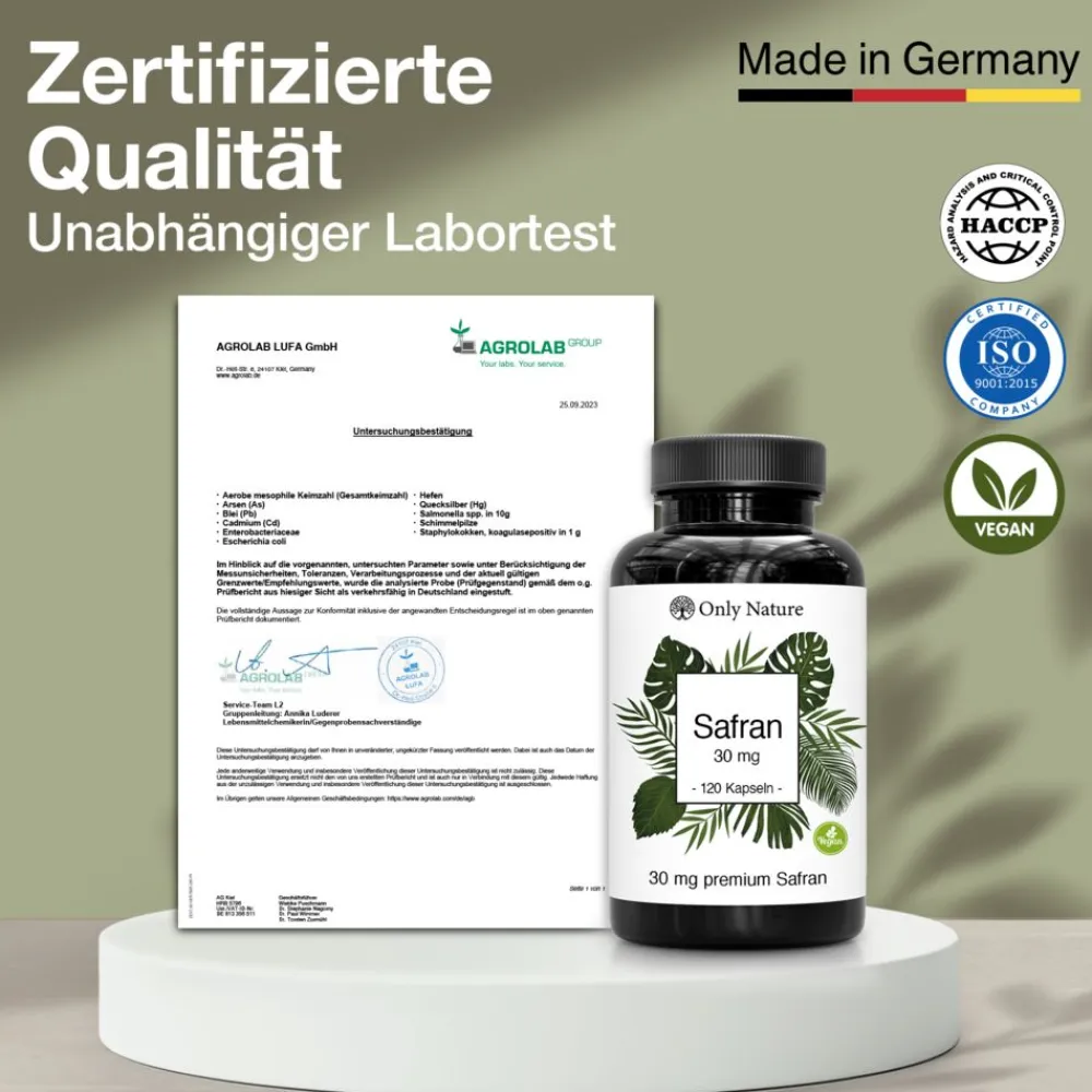 Only Nature® Safran Kapseln 30 mg - (Affron®) – Safran Extrakt 10:1 – Innere Balance & Stimmung> Best