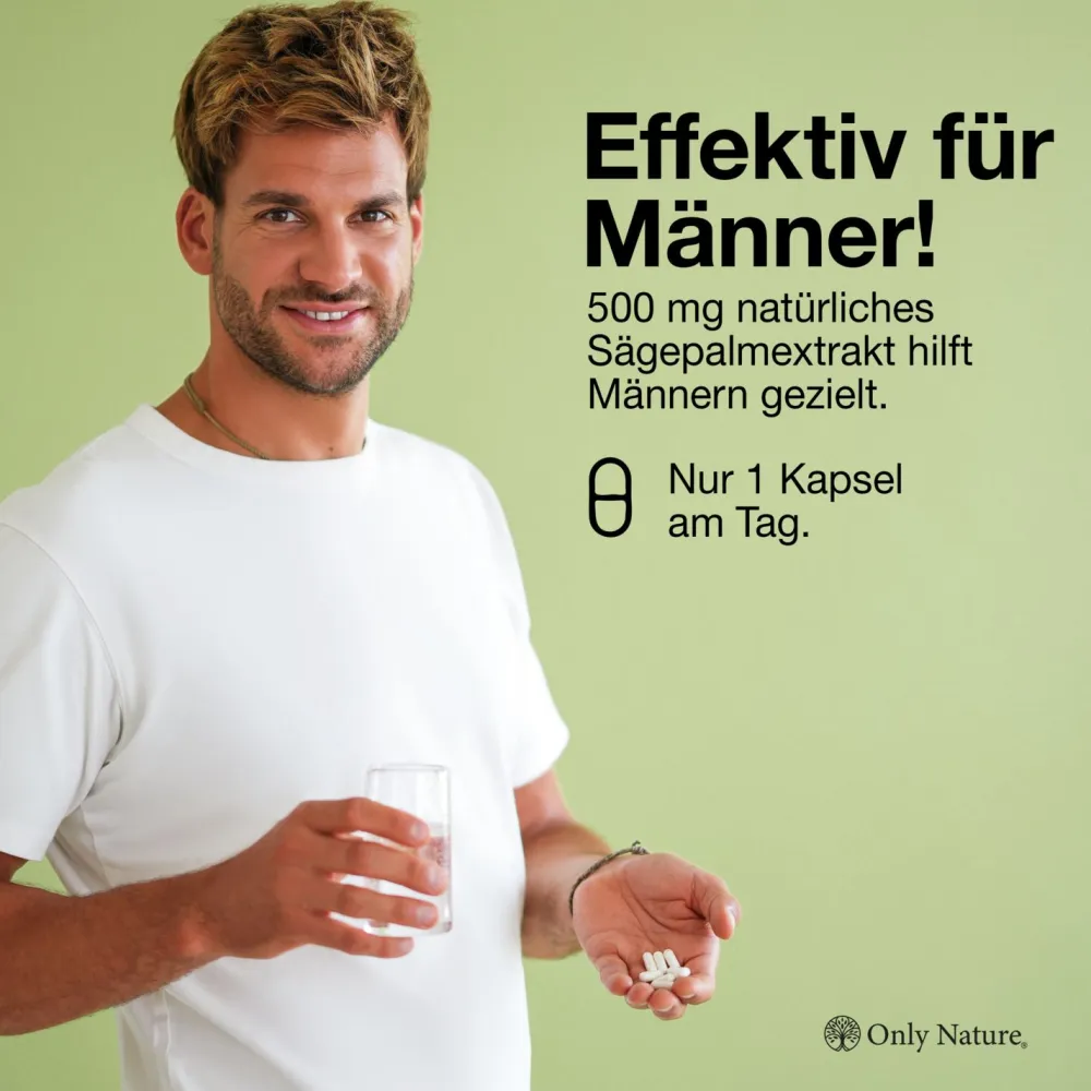 Only Nature® Sägepalmenextrakt 500 mg - in Deutschland produziert - Sägepalme Prostata Kapseln| Outlet