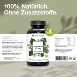 Only Nature® Sägepalmenextrakt 500 mg - in Deutschland produziert - Sägepalme Prostata Kapseln| Outlet