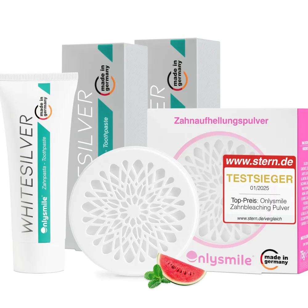 Onlysmile® Coffee Lover Bundle – Zahnpulver & 2x WhiteSilver Zahnpasta gegen Verfärbungen| Discount