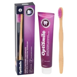 OptiSmile Zahnaufhellung - Zahnbürste & Zahnpasta Purple Whitening neutralisiert Verfärbungen| Clearance