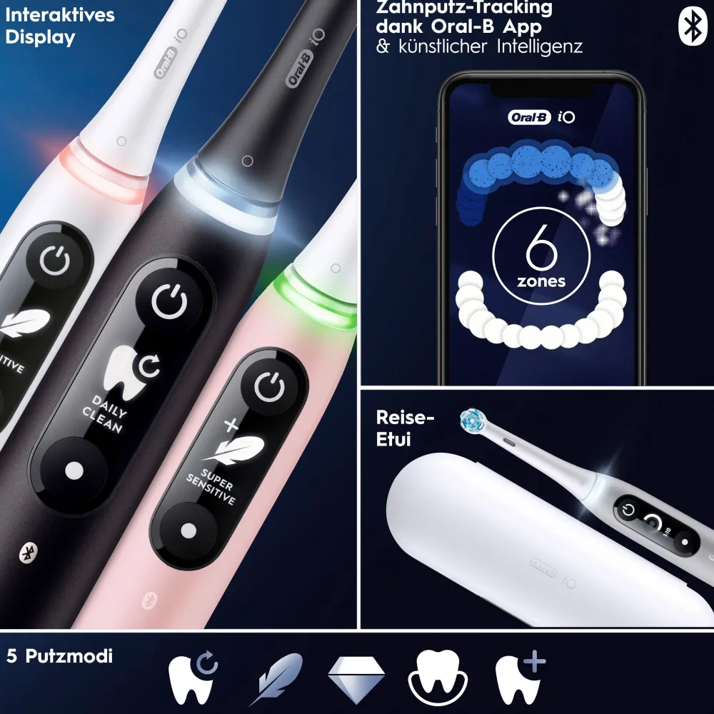 Oral-B iO 6 iO6 Doppelpack Elektrische Zahnbürste/Electric Toothbrush mit revolutionärer Magnet-Te| Clearance