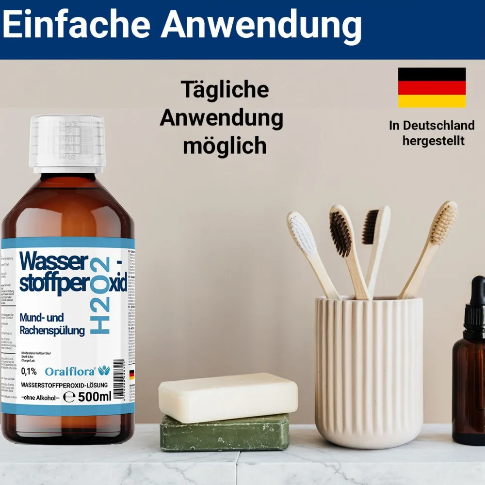 Oralflora Mundspülung H2O2 Wasserstoffperoxid 0,1%> New