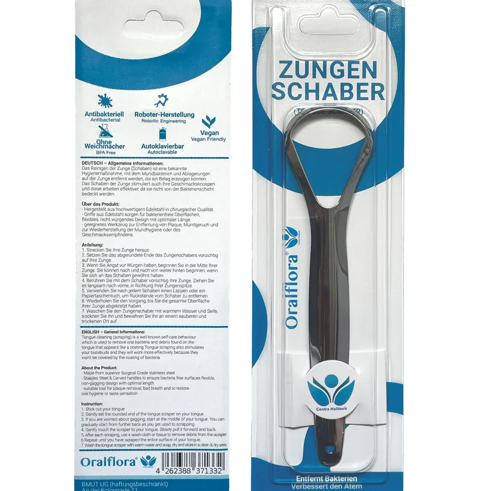 Oralflora Zungenschaber aus Edelstahl Zungenreiniger> Outlet