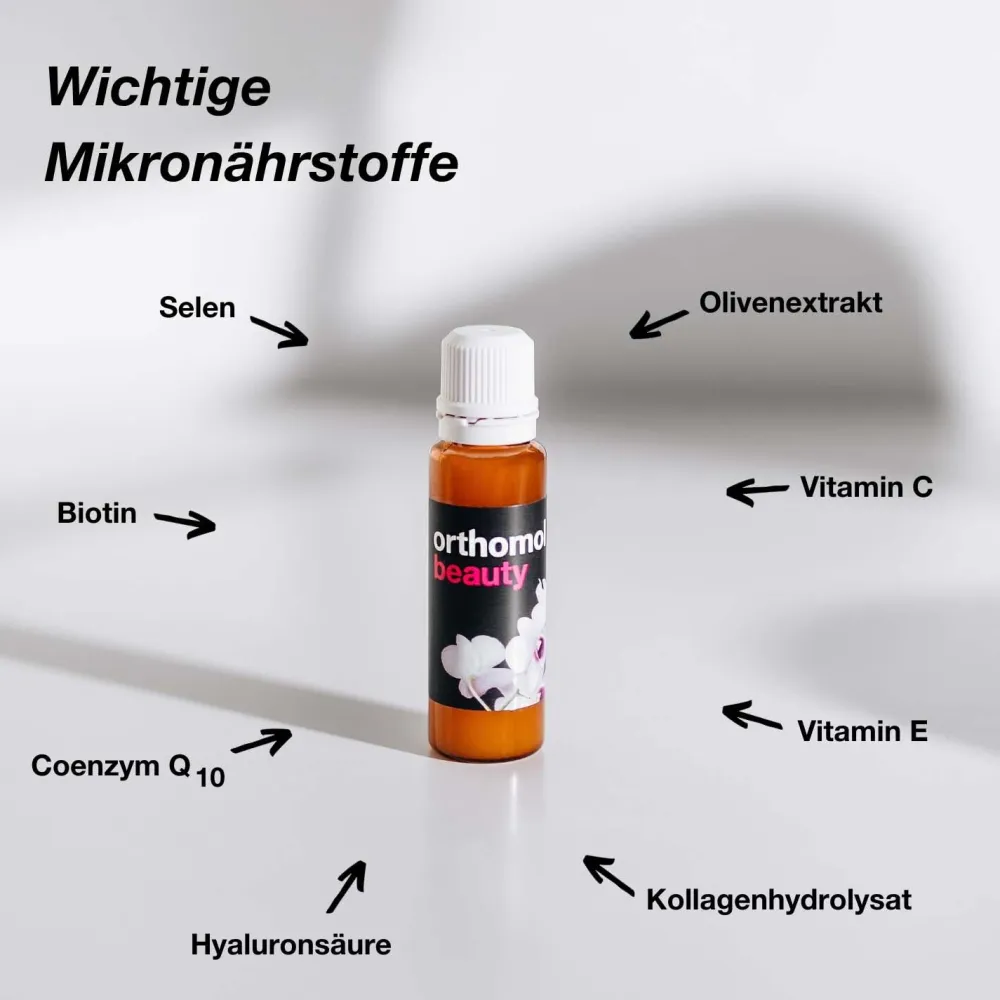 Beauty für Frauen - für Haut, Haare und Nägel, mit Hyaluronsäure, Kollagen und Coenzym Q10 - Nachfüllpackung mit Trinkampullen|Orthomol New