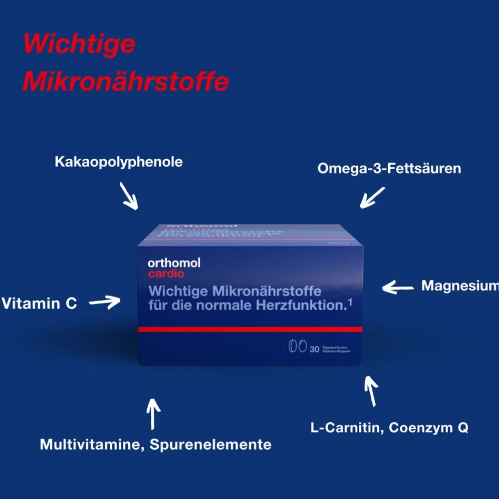 Cardio - unterstützt die normale Herzfunktion, mit Magnesium, Omega-3-Fettsäure, Vitamin D - Tabletten/Kapseln>Orthomol Clearance