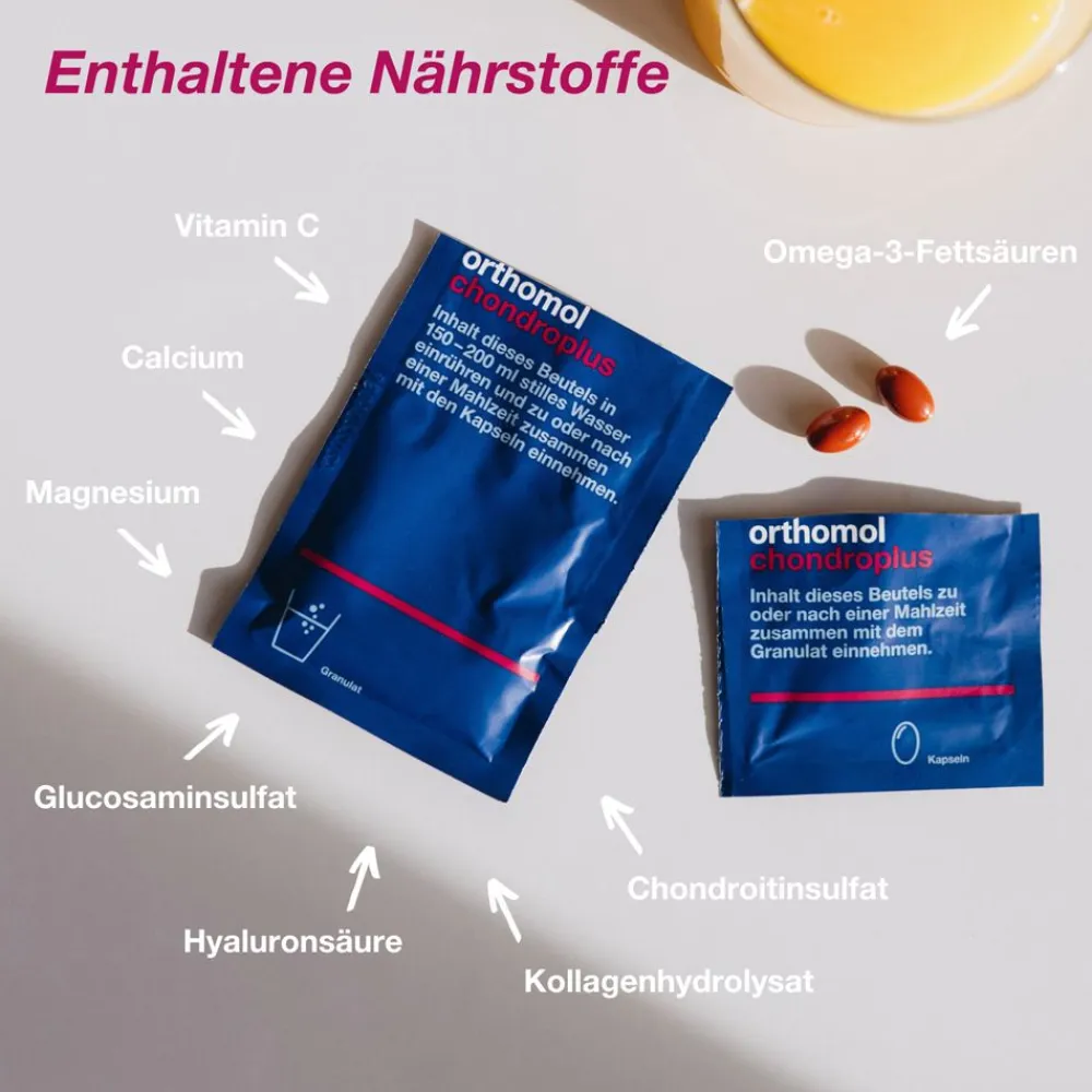 chondroplus - Nährstoffe für Knorpel und Knochen - mit Glucosamin-, Chondroitinsulfat und Hyaluronsäure - Granulat/Kapseln - Jetzt 10% mit dem Code 10 sparen*>Orthomol Best