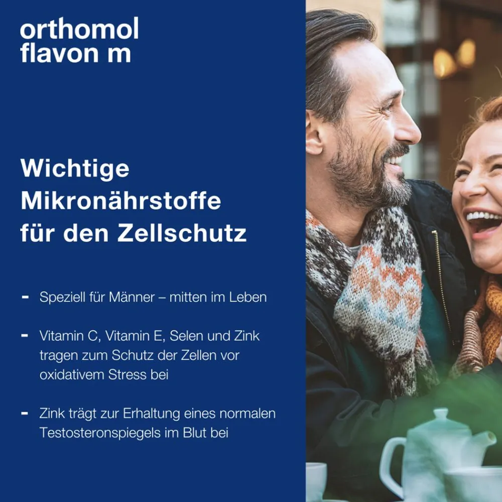 Flavon m - Mikronährstoffe für Männer - Zellschutz mit Vitaminen, Selen, Zink, Omega-3-Fettsäure und Folsäure - Kapseln|Orthomol Online