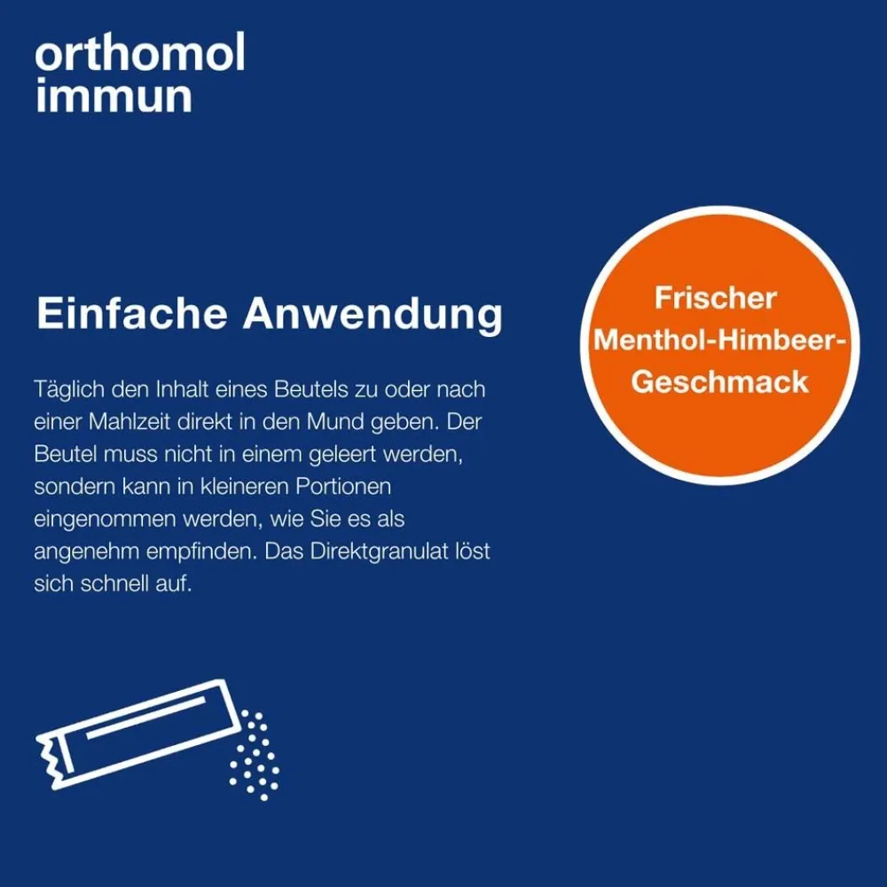 Immun - Mikronährstoffe zur Unterstützung des Immunsystems - mit Vitamin C, Vitamin D und Zink - Direktgranulat Menthol-Himbeere|Orthomol Sale