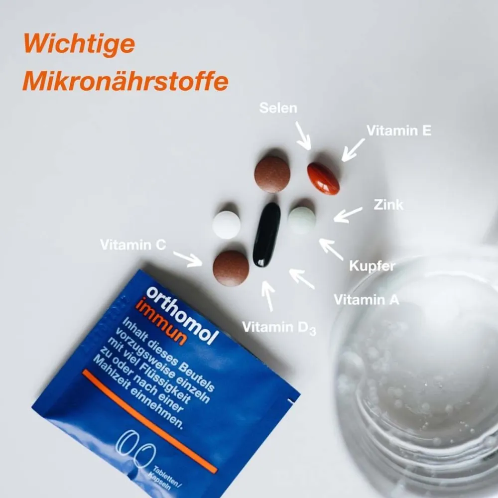 Immun - Mikronährstoffe zur Unterstützung des Immunsystems - mit Vitamin C, Vitamin D und Zink - Tabletten/Kapseln|Orthomol New