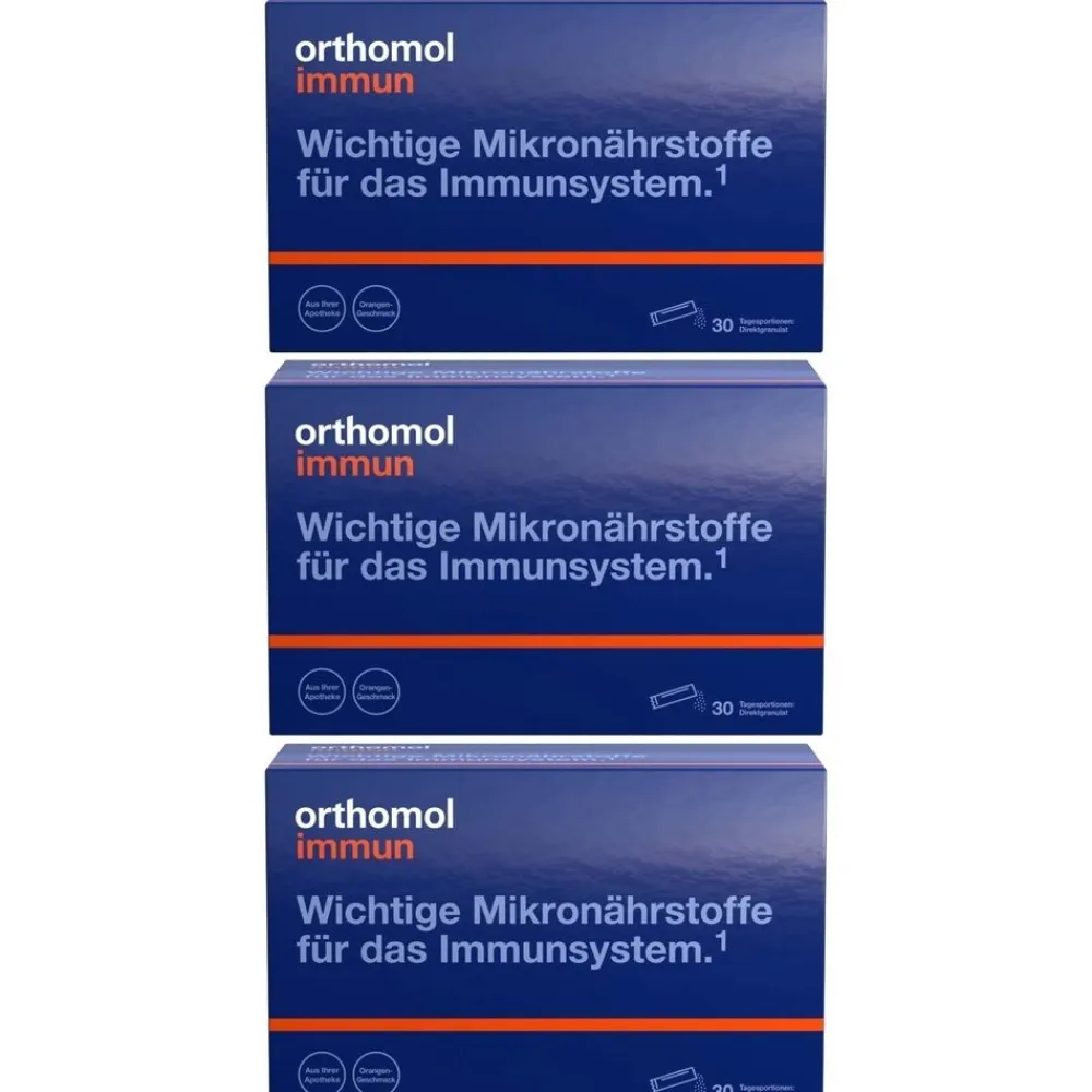 Orthomol Immun - Mikronährstoffe zur Unterstützung des Immunsystems - mit Vitamin C, Vitamin D und Zink - Direktgranulat Orangen-Geschmack| New