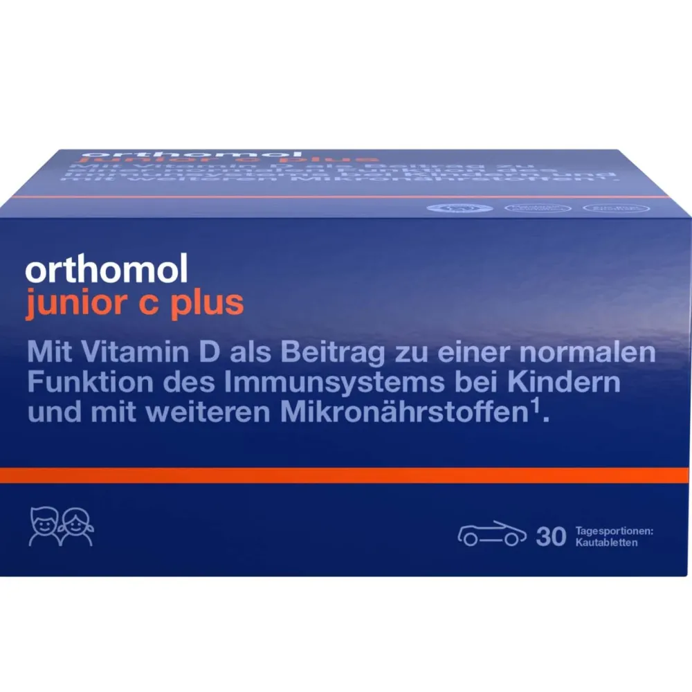 junior C plus - mit Vitamin C als Beitrag zu einer normalen Funktion des Immunsystems - Waldfrucht-Geschmack - Kautabletten>Orthomol