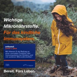 junior C plus - mit Vitamin C als Beitrag zu einer normalen Funktion des Immunsystems - Himbeer/Limetten-Geschmack - Direktgranulat|Orthomol Sale