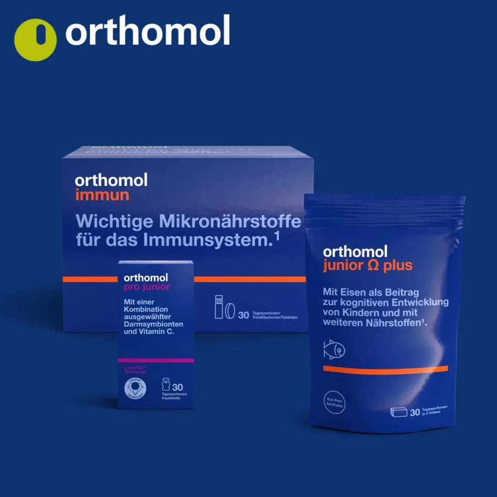 junior C plus - mit Vitamin C als Beitrag zu einer normalen Funktion des Immunsystems - Himbeer/Limetten-Geschmack - Direktgranulat|Orthomol Sale