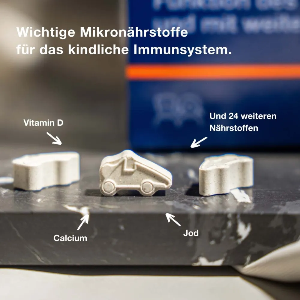 junior C plus - mit Vitamin C als Beitrag zu einer normalen Funktion des Immunsystems - Mandarine/Orangen-Geschmack - Kautabletten>Orthomol